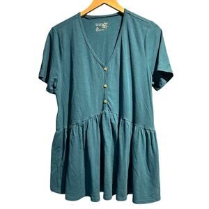 Terra & Sky Size 0X 14W NWT Women's Tunic Teal Boho Flowy Comfy Office Casual